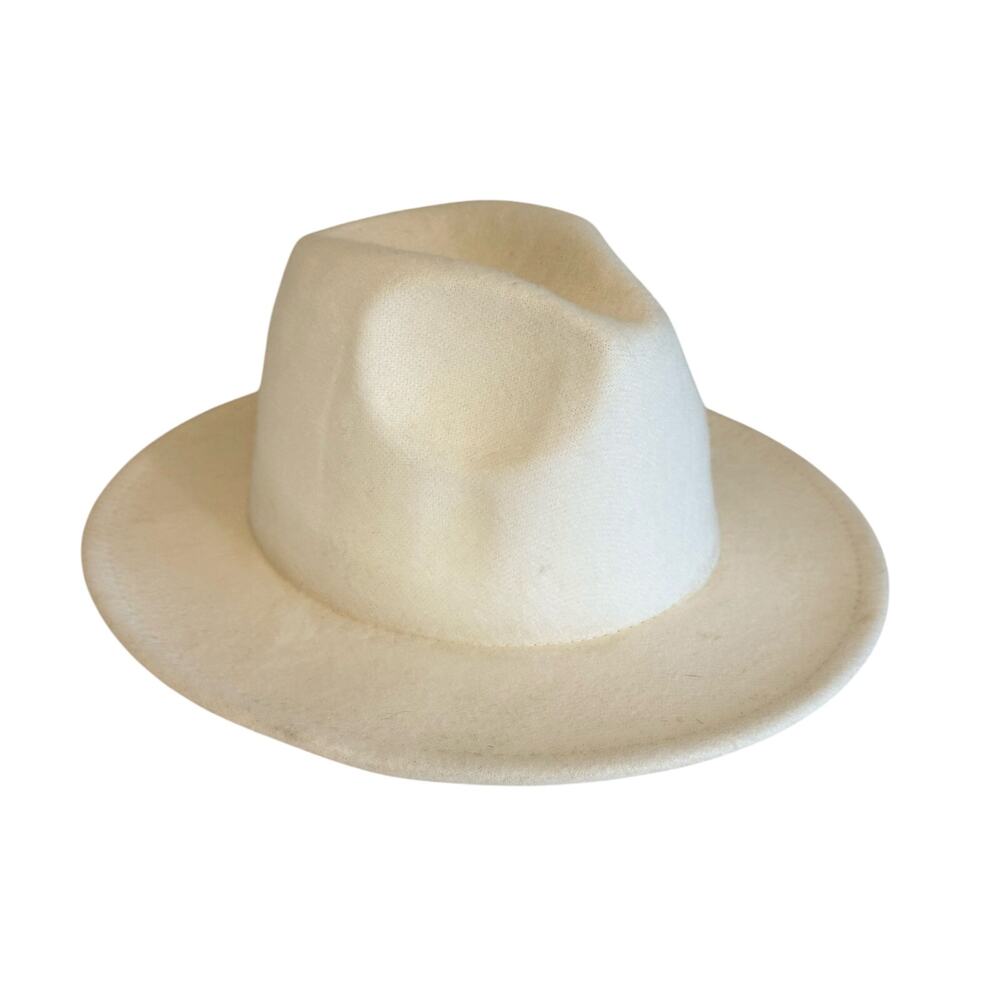 Womens Ivory Felt Classic Wide Brim Pinched Crown Fedora Western‎ Hat OS